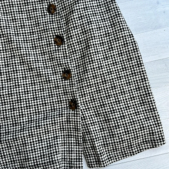 Topshop Plaid Stretch Low V Knit Button Up Dress US 2 - Picture 5 of 7